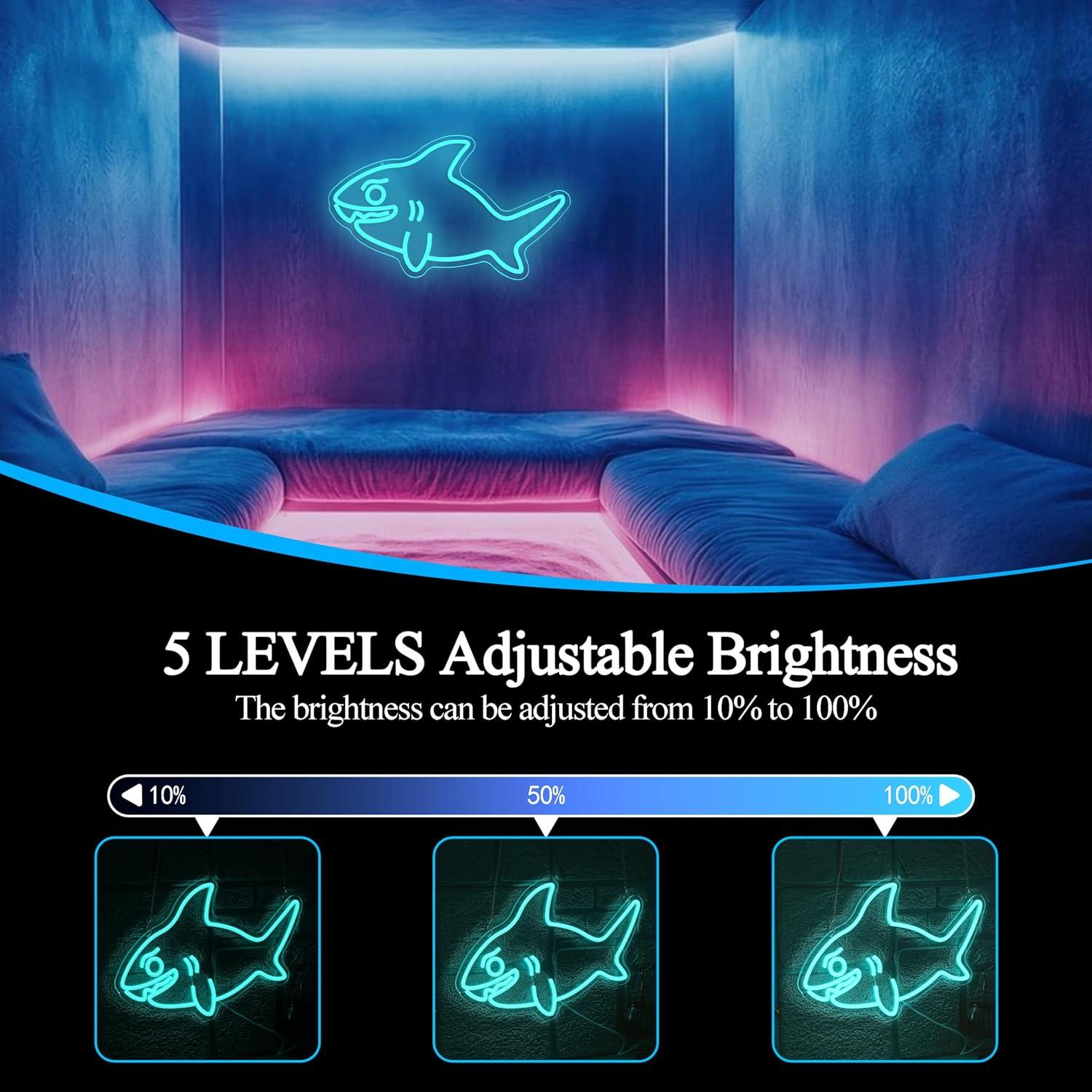 لافتة نيون على شكل سمكة قرش، إ - مراجعة Marine Zoo وسعره