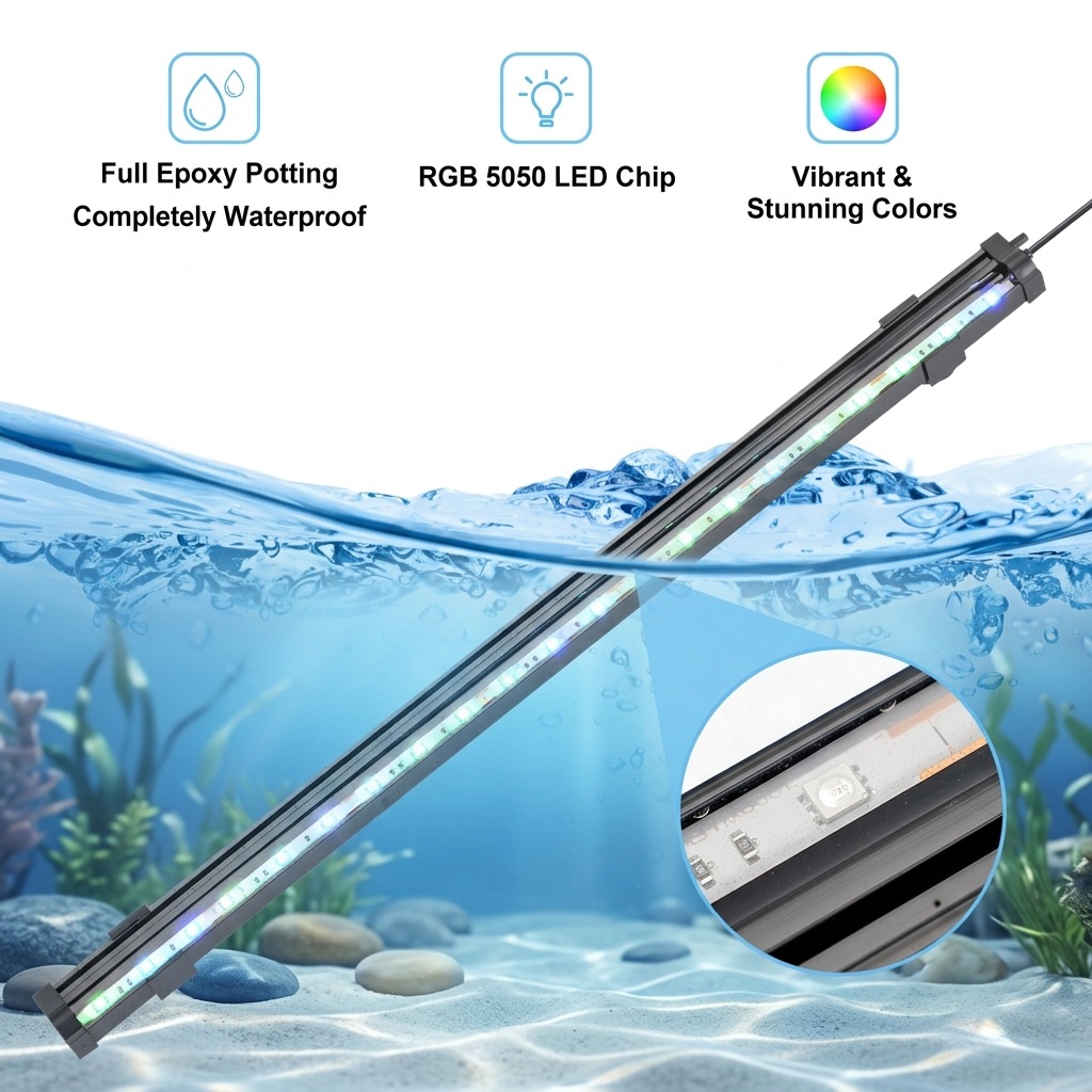 مصباح LED USB لحوض السمك مع فق - مراجعة Marine Aquarium Lamp وسعره