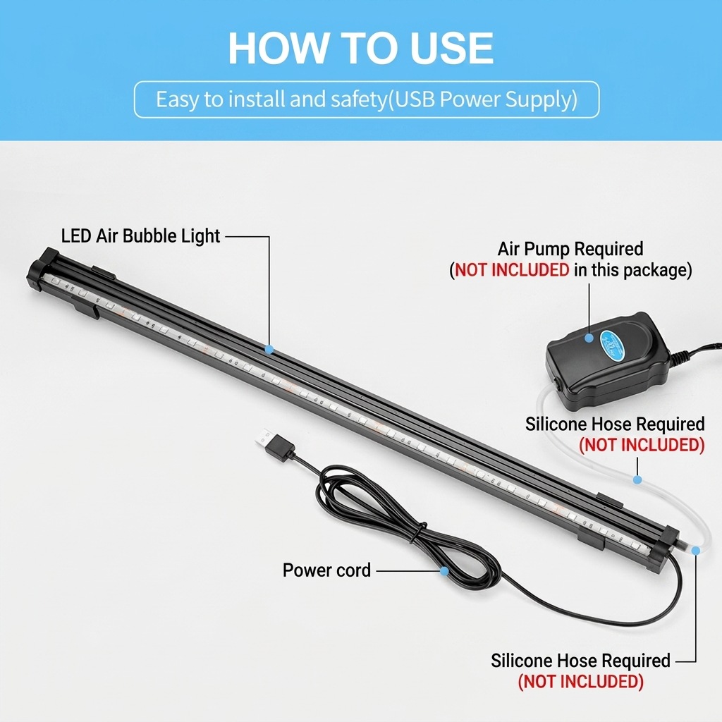 مصباح LED USB لحوض السمك مع فق - مراجعة Marine Aquarium Lamp وسعره